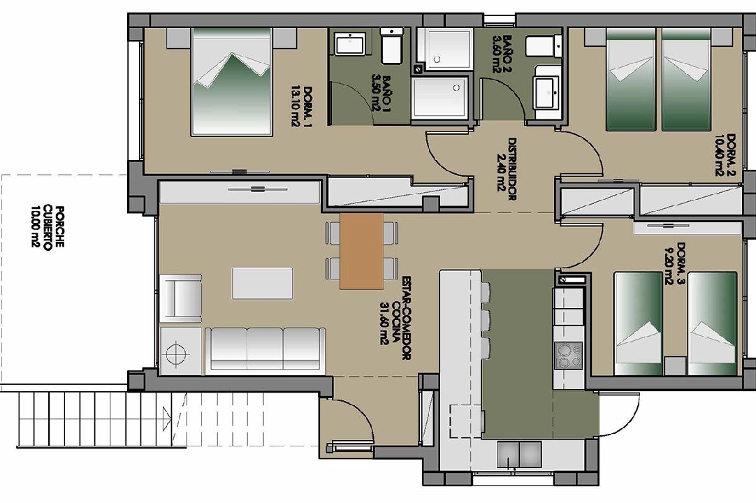 Erdgeschoss Apartment in San Miguel de Salinas te koop, woonoppervlakte 92 m², Staat Eerste bewoning, 3 slapkamer, 2 badkamer, Zwembad, ref.: HA-SMN-205-A01-2