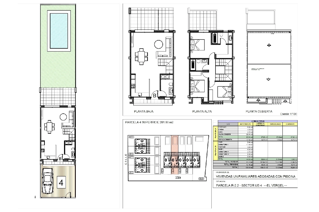 Reihenhaus in El Vergel te koop, woonoppervlakte 118 m², Bouwjaar 2022, Staat Eerste bewoning, grondstuk 201 m², 3 slapkamer, 2 badkamer, Zwembad, ref.: TM-0121-GC-7