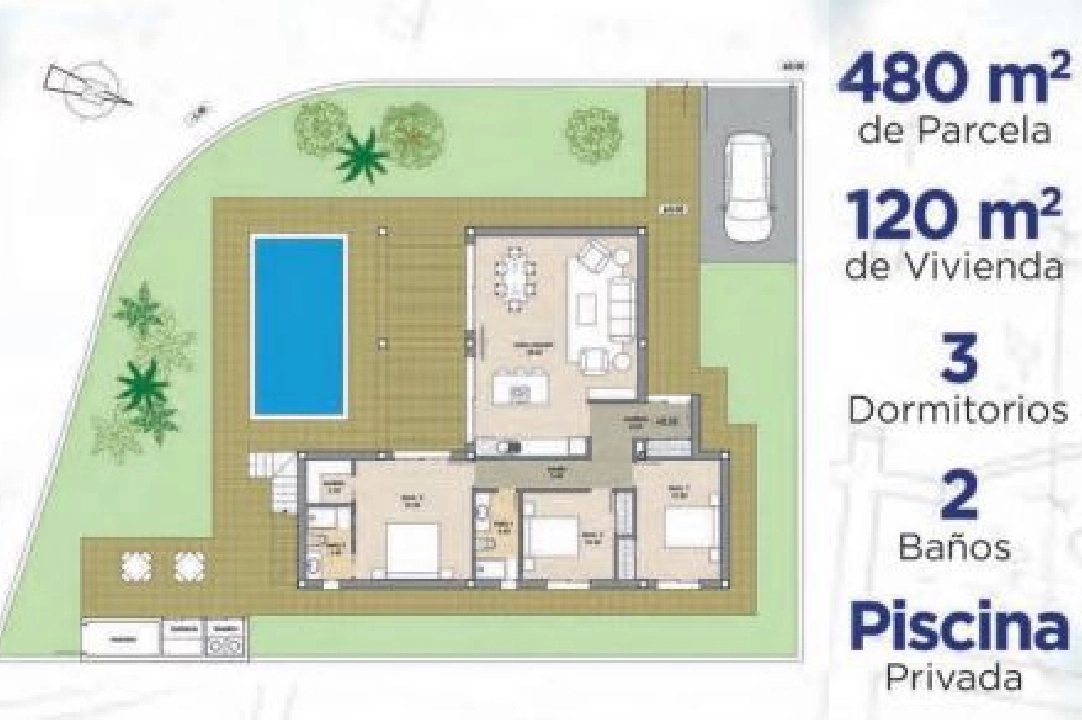 Villa in Polop(Lomas del Sol) te koop, grondstuk 480 m², 3 slapkamer, 2 badkamer, ref.: BP-3436POL-6