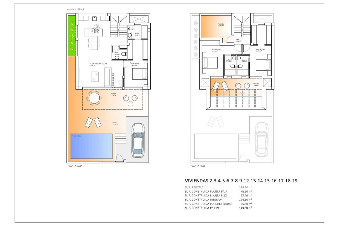 Eck-Reihenhaus in Dolores te koop, woonoppervlakte 149 m², Staat Eerste bewoning, grondstuk 174 m², 3 slapkamer, 3 badkamer, Zwembad, ref.: HA-DON-114-Q01-5